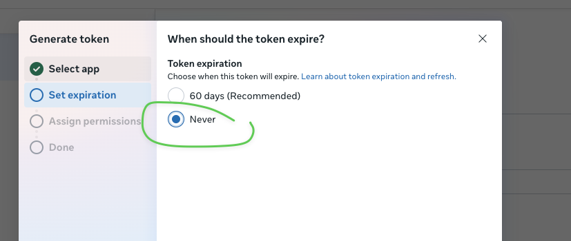 Set token expiration